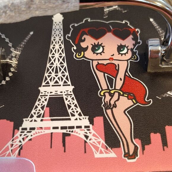 Betty Boop In Paris Black Pink Printed Hardcase Make Up Carrying Case NWT - Picture 3 of 12